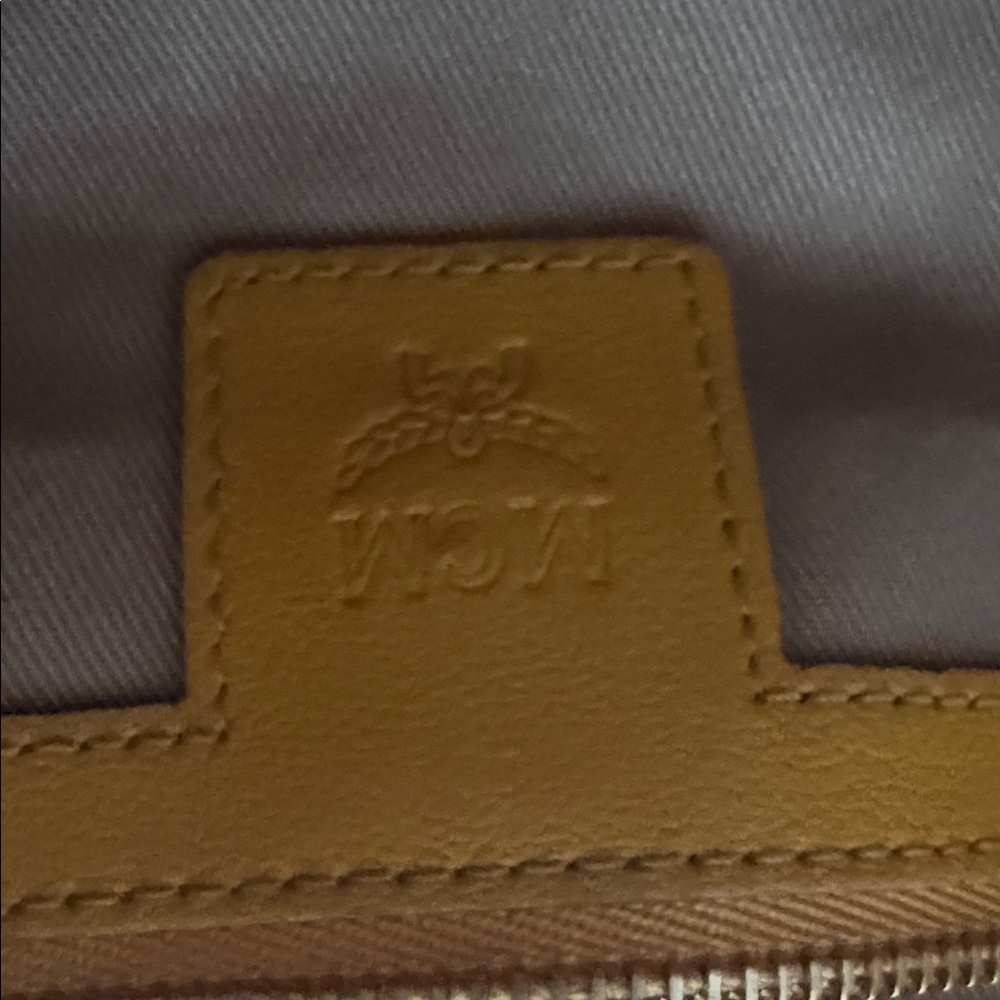 MCM Tan Leather Pouch with Logo Pattern - Picture 2 of 4